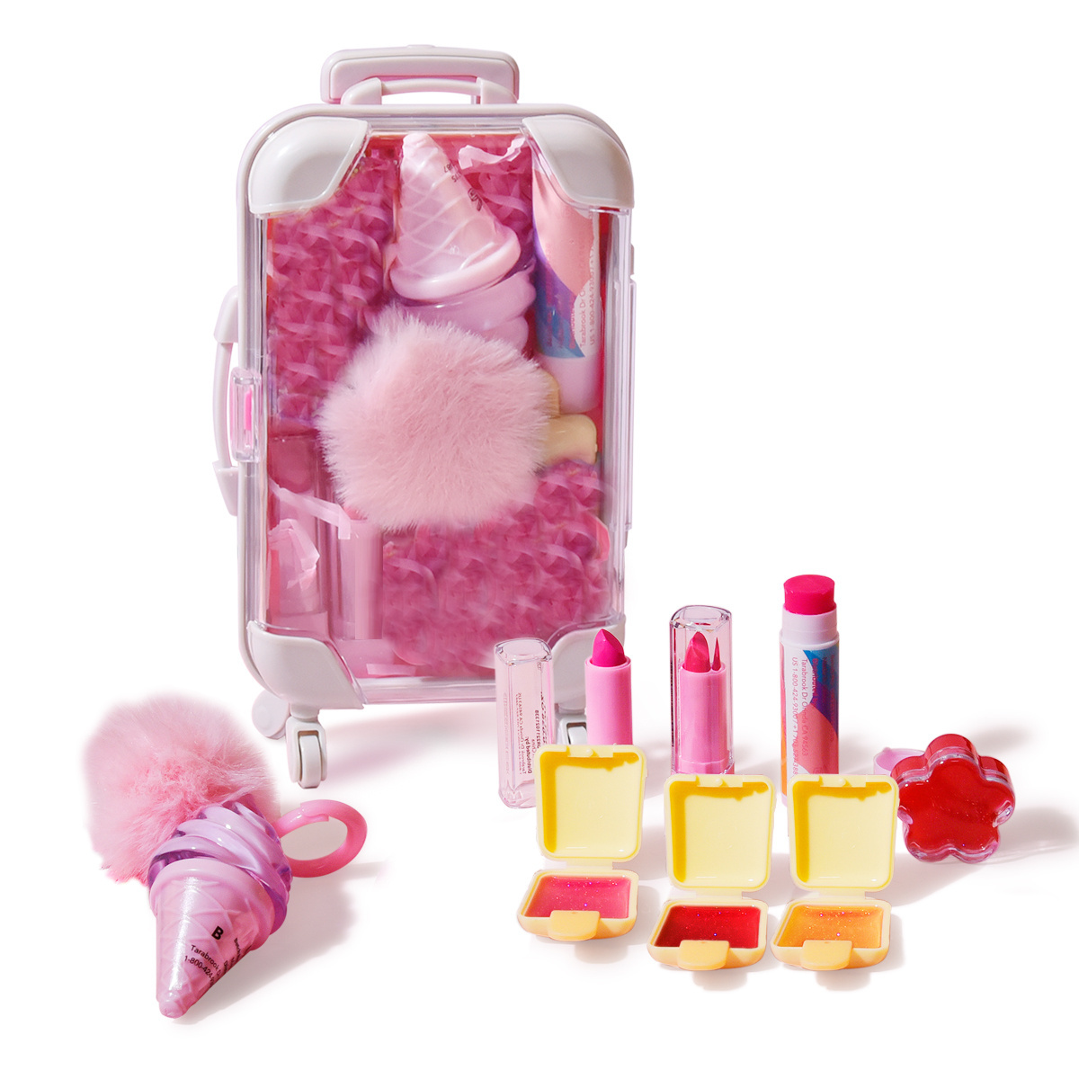 Private Label Vendor Custom Glitter Kids Vegan Set Wholesale Fruit Oil Lip Gloss Mini Suitcase for Lip Gloss