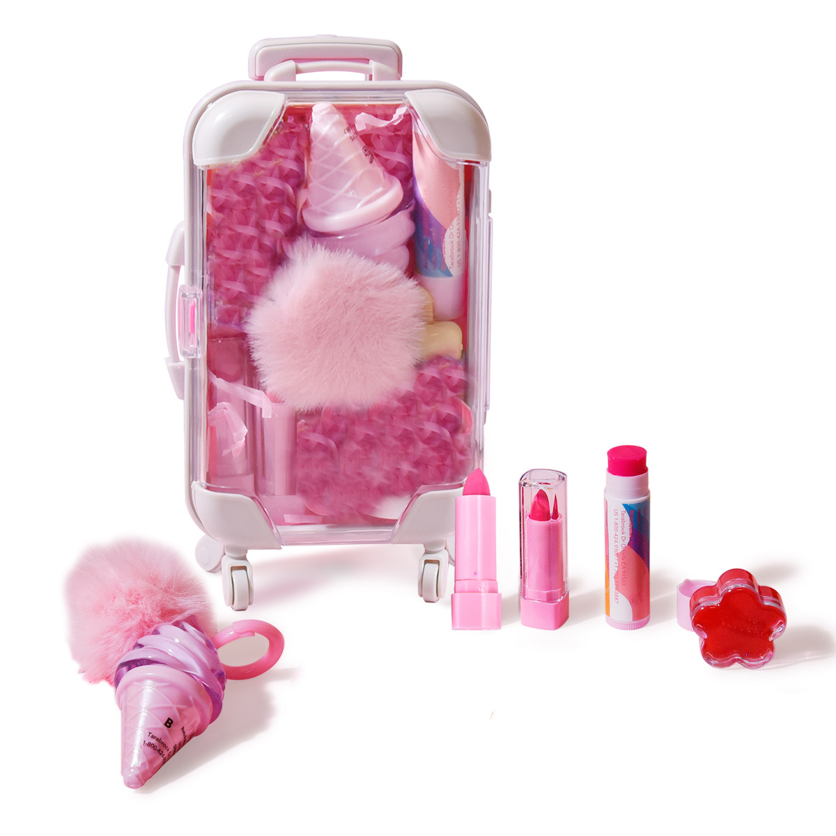 Private Label Vendor Custom Glitter Kids Vegan Set Wholesale Fruit Oil Lip Gloss Mini Suitcase for Lip Gloss