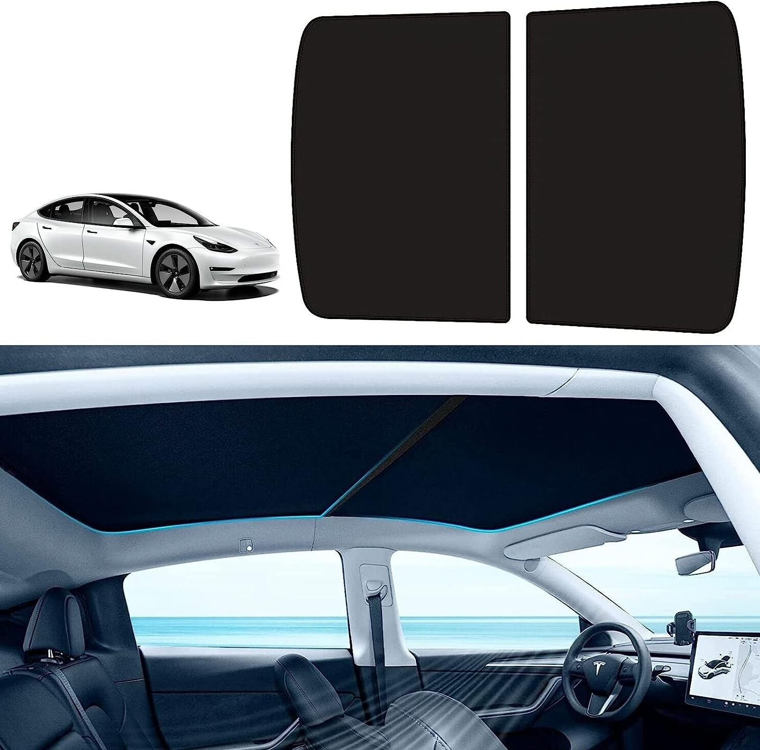 Tesla Model 3 Sunshade Glass Roof Sunshade UV Protection and Insulation Skylights Roof Window Sun Shade