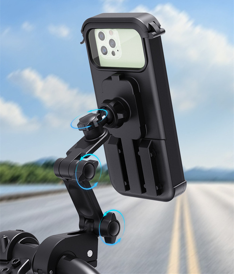 Waterproof Bicycle Mobile Phone Holder,Motorcycle Phone Mount Anti-Shake Cycling Handlebar Cell Phone Clamp for Smartphones