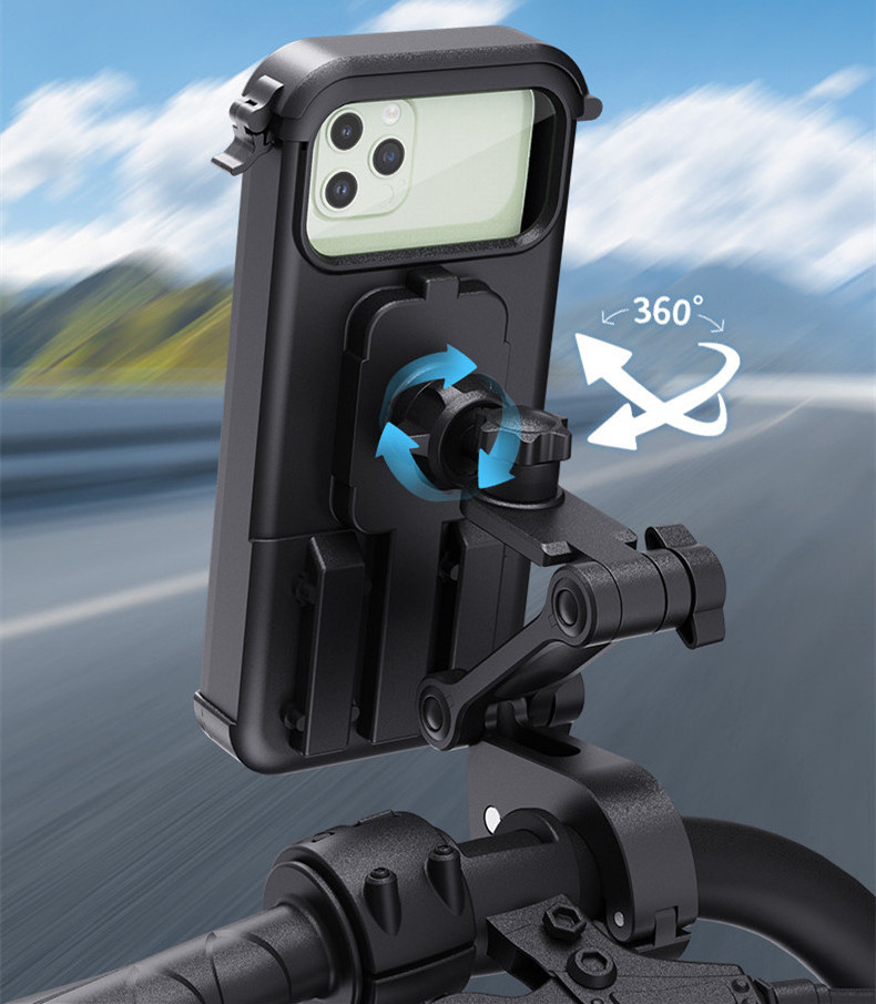 Waterproof Bicycle Mobile Phone Holder,Motorcycle Phone Mount Anti-Shake Cycling Handlebar Cell Phone Clamp for Smartphones