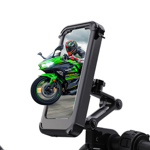 Waterproof Bicycle Mobile Phone Holder,Motorcycle Phone Mount Anti-Shake Cycling Handlebar Cell Phone Clamp for Smartphones