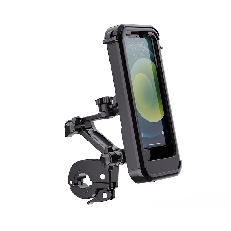 Waterproof Bicycle Mobile Phone Holder,Motorcycle Phone Mount Anti-Shake Cycling Handlebar Cell Phone Clamp for Smartphones