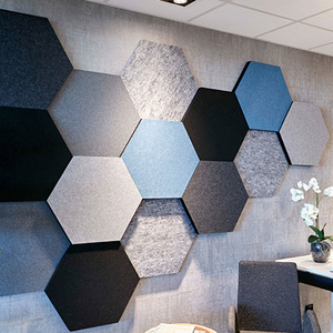 High density Sound Proof Padding Wall decorative Polyester Fiber Hexagon Acoustic Panels for Home Theatre