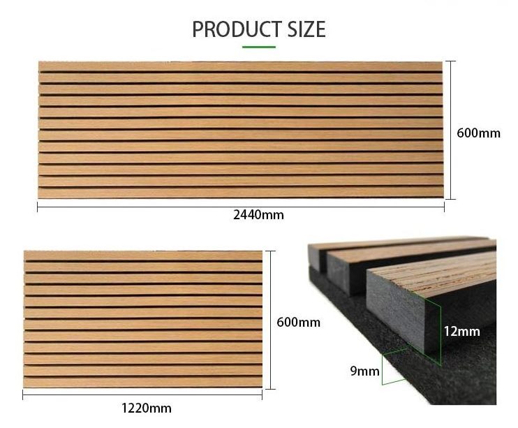 QIANQIAO Natural Walnut PET Diffuser Acoustic Wooden Slat Fiber Wall Panel Mdf Sound Absorbing Panel