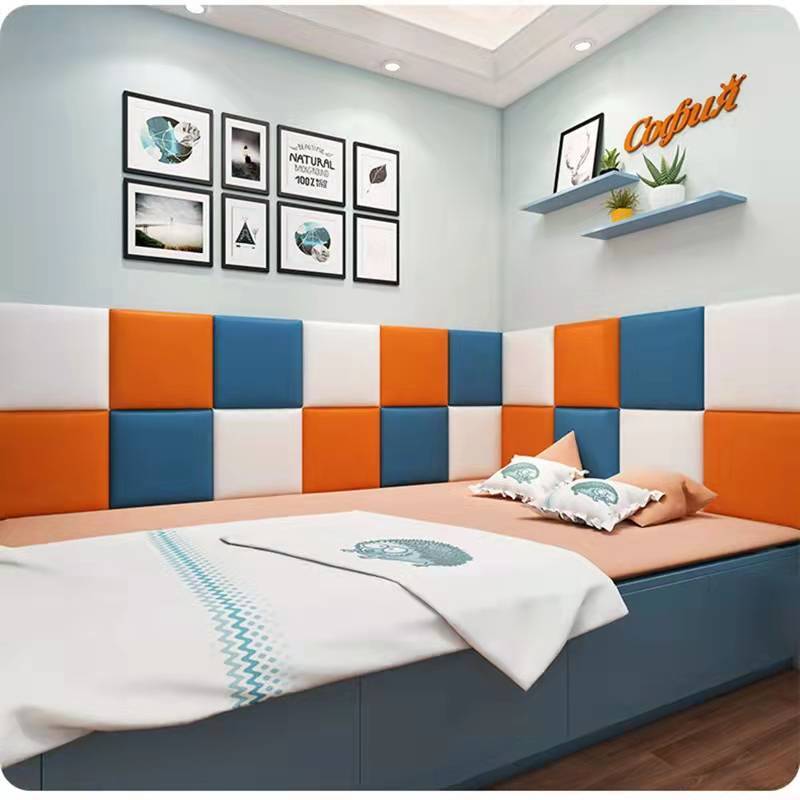 Home Decor Wall Upholstered Bedroom cushion wall Panels PU Removable 3D Foam Leather Mounted Headboards