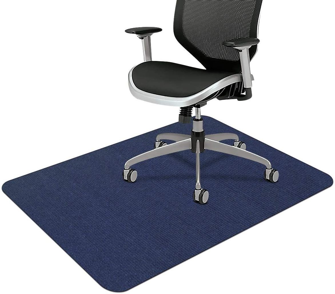 QIANQIAO High Quality Non slip Gery Felt Polyester Fiber Stripe Office Desk Chair Mats For Hardwood Floor