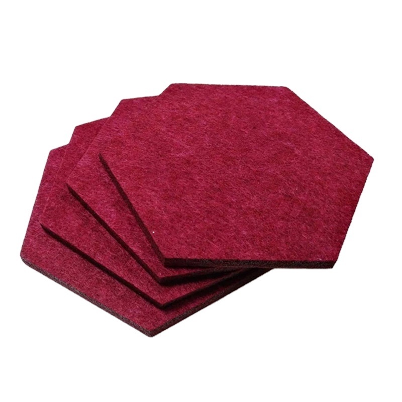 Free sample pet felt office building  decorative soundproof hexagon polyester sound proof acoustic wall panels