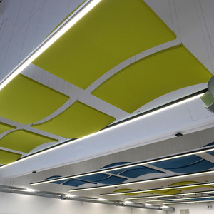 Acoustical ceiling sound absorbing panel black 60*60 fireproof PET felt suspended mounted acoustic ceiling panels