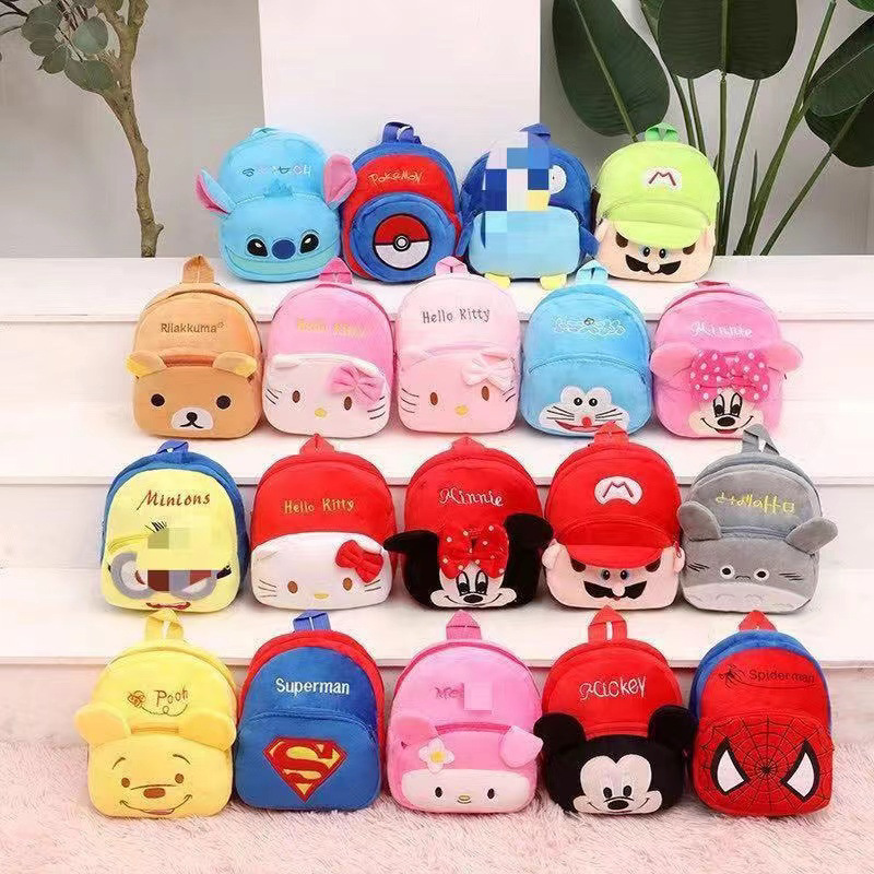 2022 New Style 1-3 Year Old Children Cartoon Plush Schoolbag Kindergarten Shoulder Bag Pokemon Plush Backpack