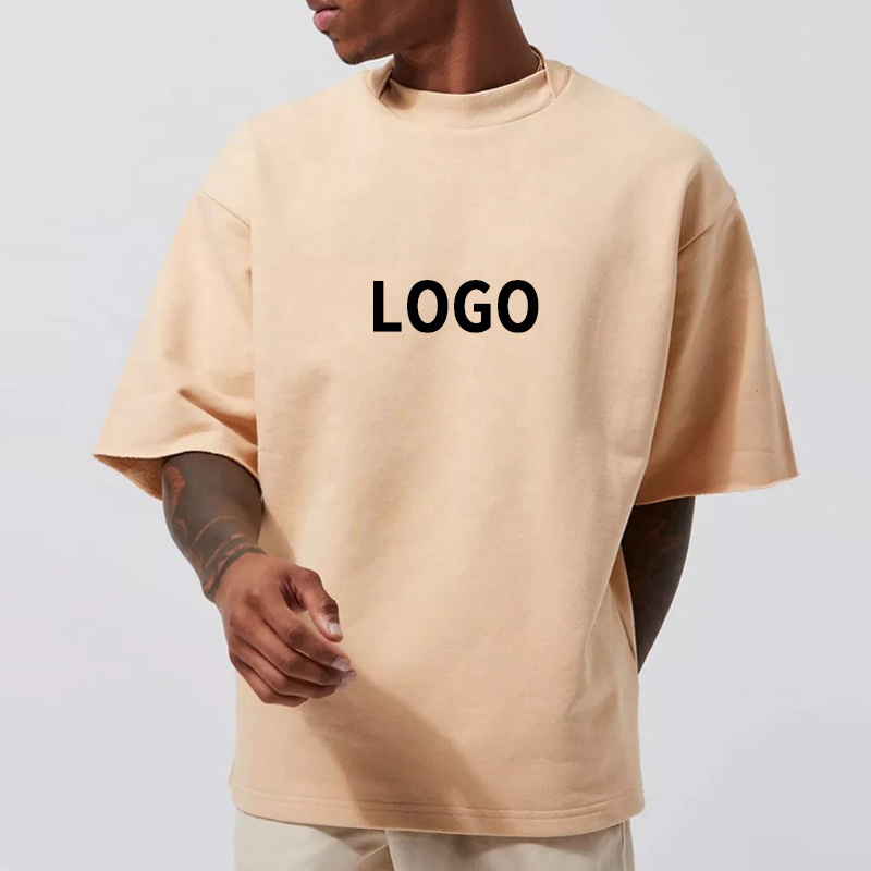 QIANSHI Cut and Sew T-Shirt Manufacturer Heavyweight Men's Clothing T-shirt Cotton Drop Shoulder Oversized Customized T Shirt