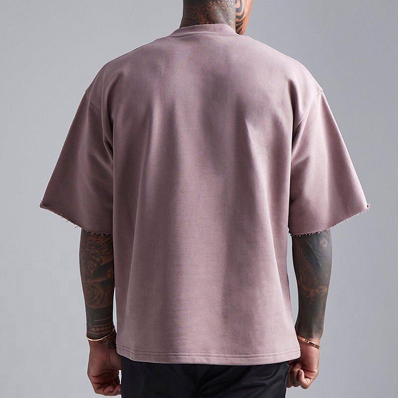 QIANSHI Cut and Sew T-Shirt Manufacturer Heavyweight Men's Clothing T-shirt Cotton Drop Shoulder Oversized Customized T Shirt