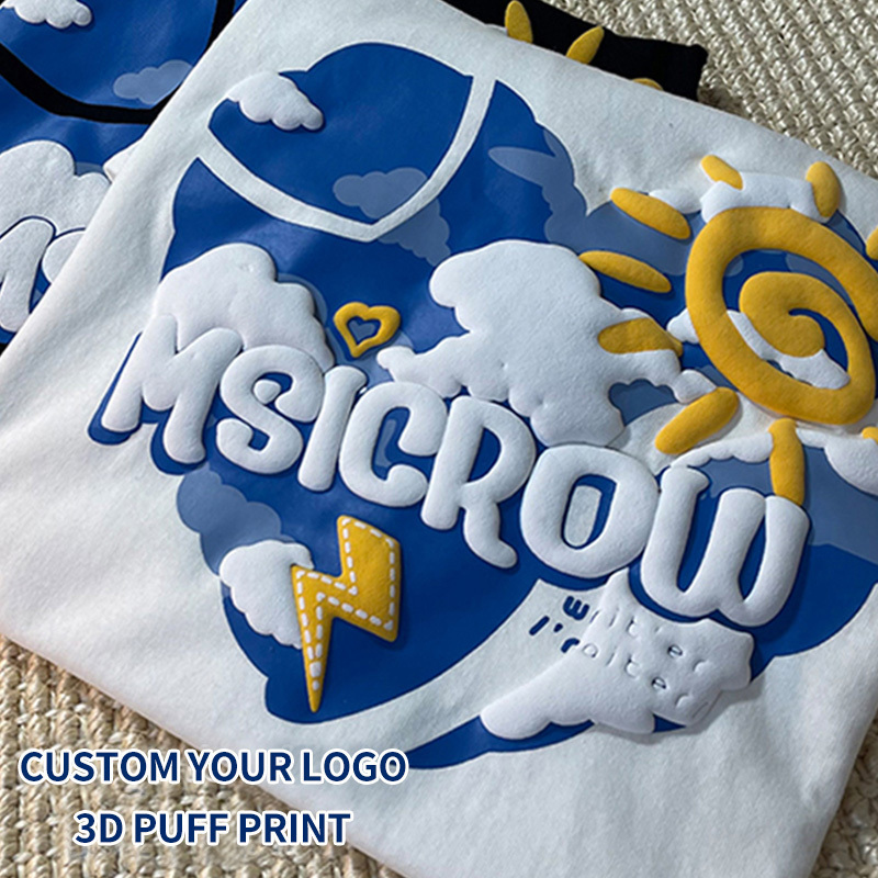 New Design 3D Puff Print T Shirt 100% Cotton Custom Tee Heavy Weight T-Shirt Unisex Screen Printing Puff Print T Shirt with Logo