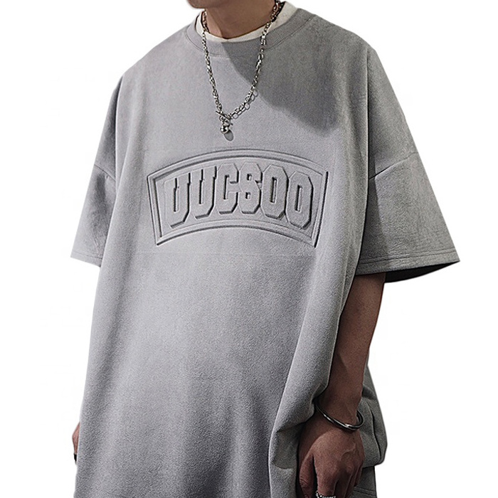 Streetwear Luxury Quality Oversized 100% Cotton T Shirt Embossing Print Logo Custom Heavyweight Embossed T Shirt