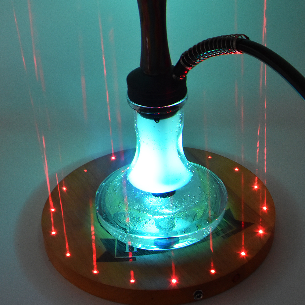 New design high quality hookah accessories 12inch hookah shisha LED laser light base wooden lamp base for hookah chicha