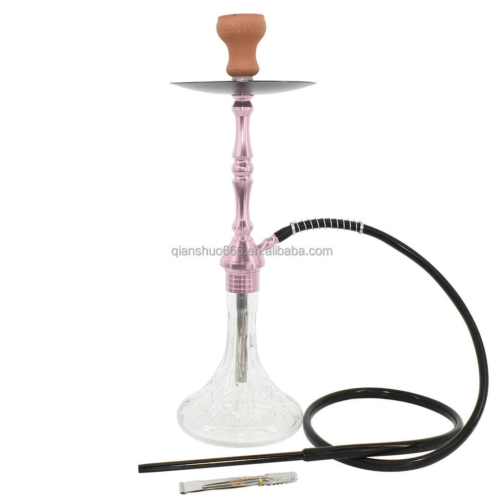 New design wholesale smoking taller cheap aluminum hookah shisha glass hookah chicha nargile shisha with silicon pipe whole set