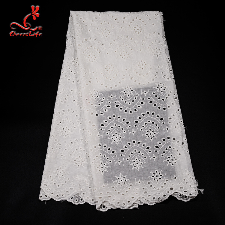 Cheerslife Factory Supply 120Cm White Cotton Eyelet Chicken Voile Embroidery Lace Eyelet  Fabrics