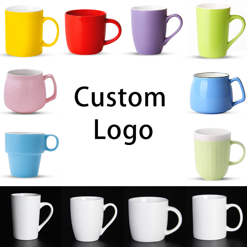 Customizable 2024 coffee cup sublimation ceramic couple mug simple modern tumbler coffe tea cup with your design logo