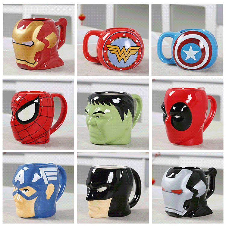 Multiple Characters valentines day gift Coffee Mugs Avengers Ceramic Porcelain American Style HANDGRIP Coffee Mugs in a Gift Box