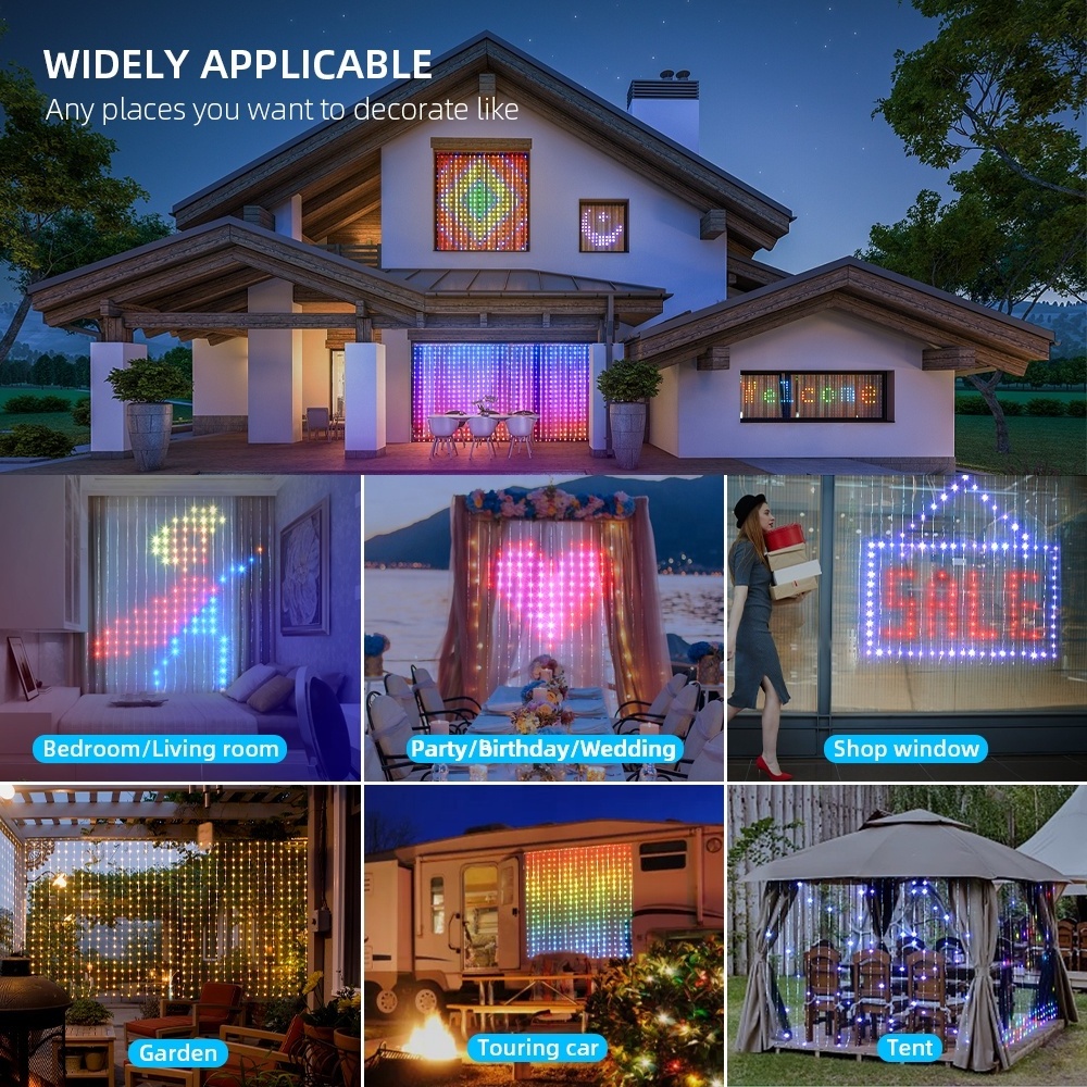 Offer Sample Changeable LED IP44 Holiday Curtain Light LED Curtain Fairy Light Holiday Decorative Lighting