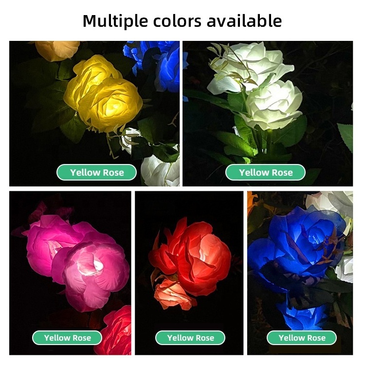 Made in China Solar Powered Rose Flower Shaped Landscape Garden Lawn Light Outdoor Led Decoration Spike Lamp for Walkway