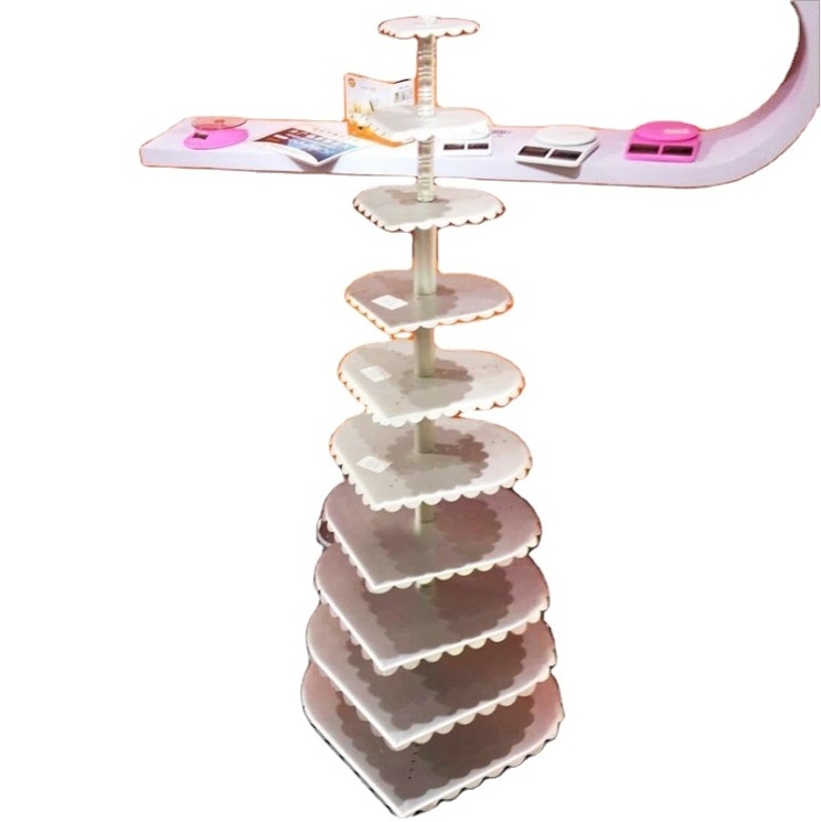 ckot Aluminum Alloy single column10Layer heart-shaped cake stand wedding stand swing stand 6Inch-24Inch1mmThick