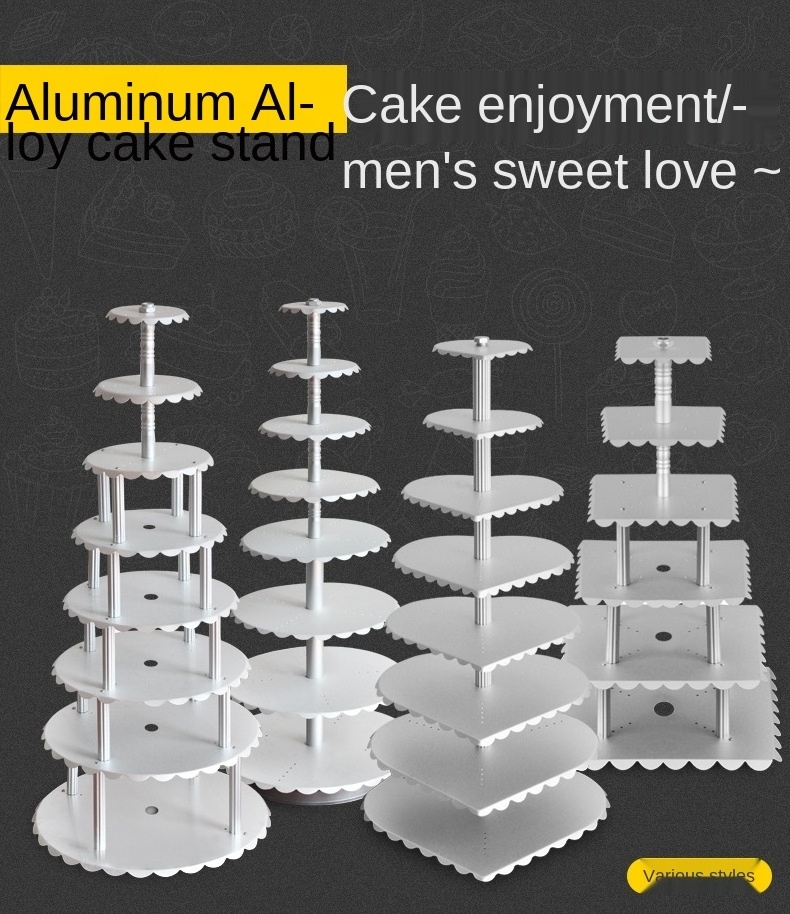 ckot Aluminum Alloy single column10Layer heart-shaped cake stand wedding stand swing stand 6Inch-24Inch1mmThick