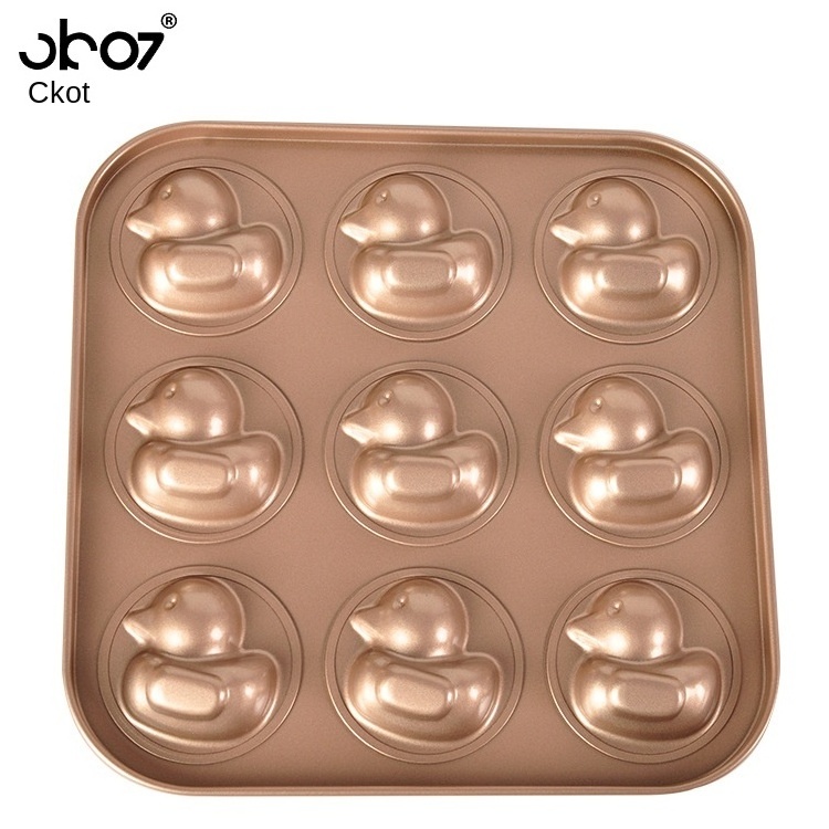 Gold 9 connect Duck baking tray mould non-stick cake mould baking utensil Carbon steel cake baking tray