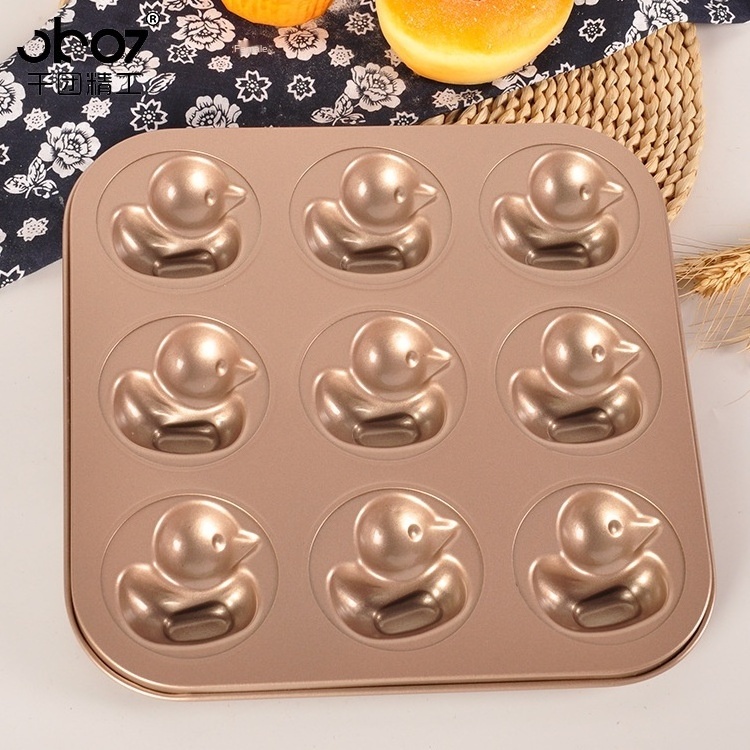 Gold 9 connect Duck baking tray mould non-stick cake mould baking utensil Carbon steel cake baking tray