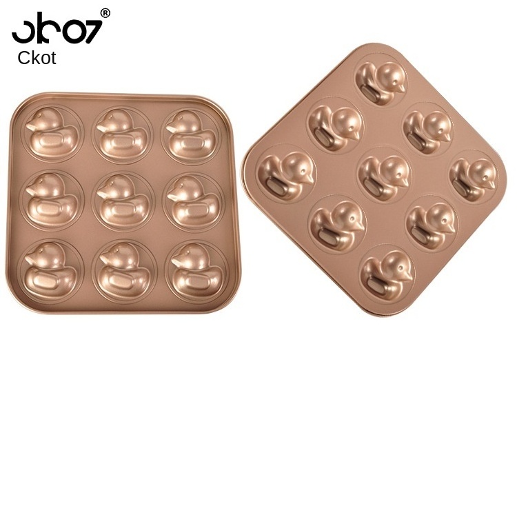 Gold 9 connect Duck baking tray mould non-stick cake mould baking utensil Carbon steel cake baking tray