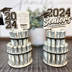 2024 Graduation Season Wooden Coin Rack Ornaments Wooden Graduation Party Decorative Ornaments