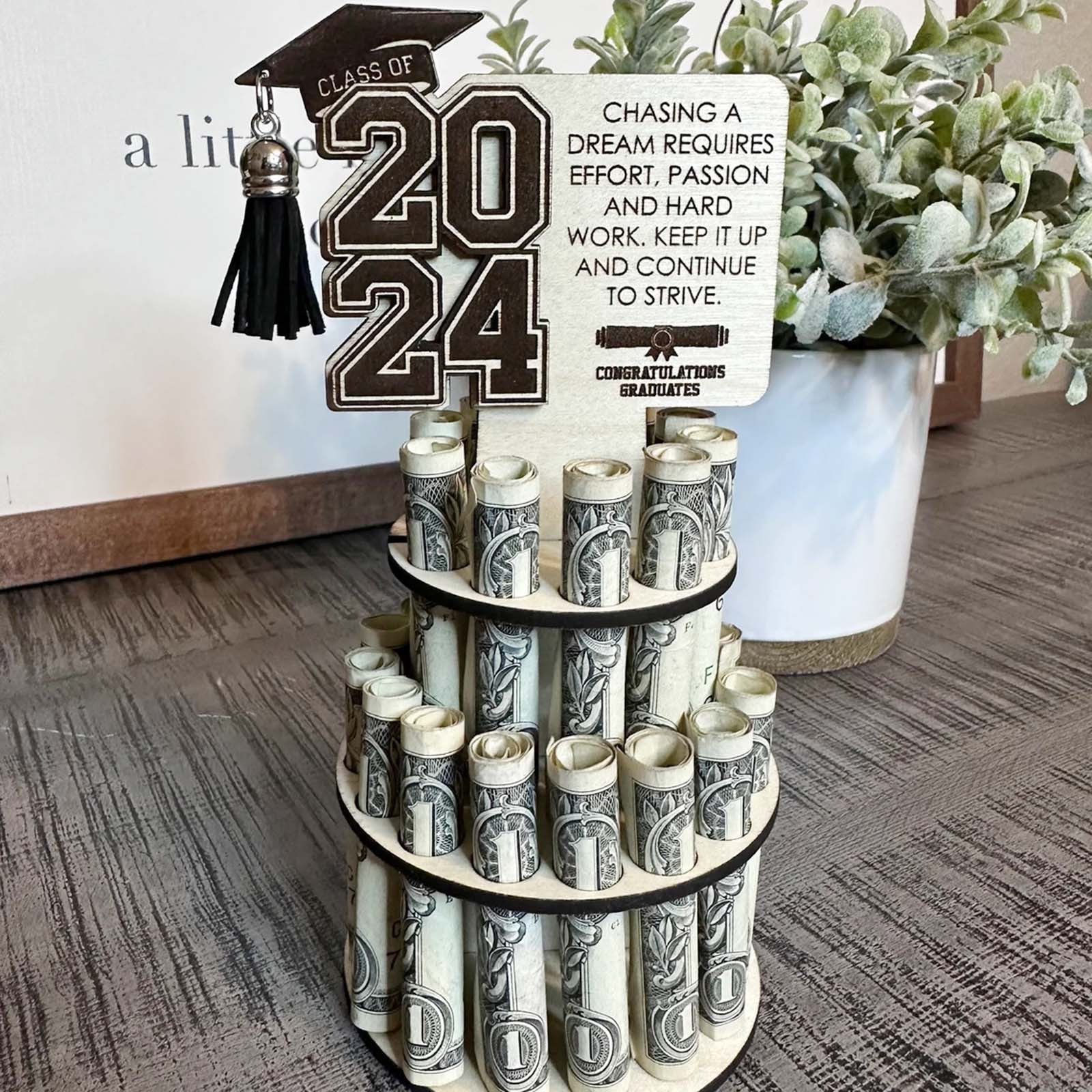 2024 Graduation Season Wooden Coin Rack Ornaments Wooden Graduation Party Decorative Ornaments