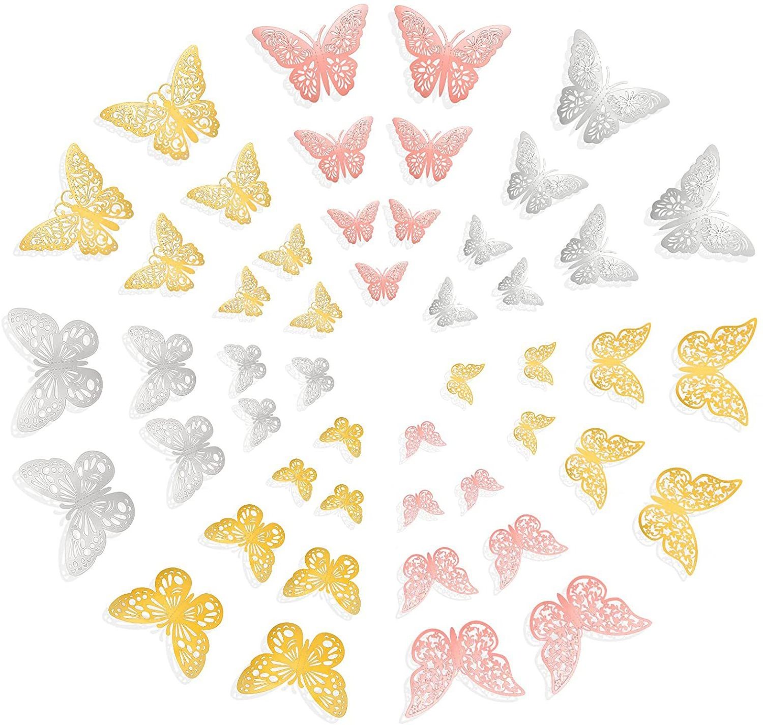 3D butterfly festival home holiday decoration stickers hollow out pvc anime butterfly 3d soft printing sticker