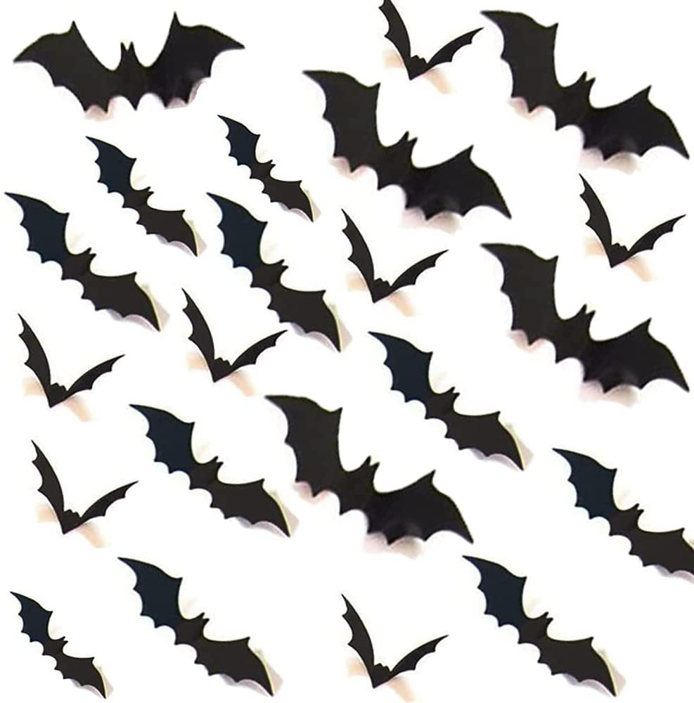 12pcs Bats Sticker 4 Sizes Bat 3D PVC Halloween Wall Stickers Home Decoration