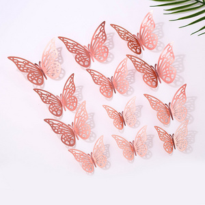 3D butterfly festival home holiday decoration stickers hollow out pvc anime butterfly 3d soft printing sticker