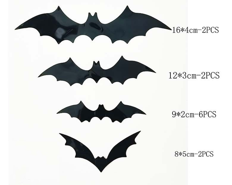 12pcs Bats Sticker 4 Sizes Bat 3D PVC Halloween Wall Stickers Home Decoration