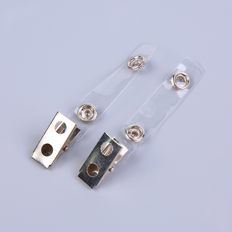 Wholesale Metal ID badge Clip Button Office Work Id Card Badge Holder U Clip PVC Strap 2 Two Holes Stainless Steel Clip