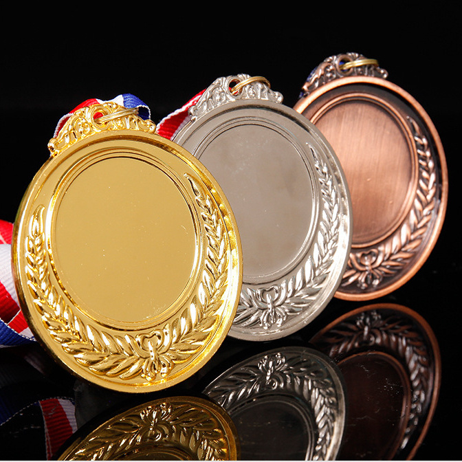 Medals Metal Zinc Alloy Gold Silver Bronze Sport Blank Medals Game Competition Marathon Running Honor Award Medals With Ribbon