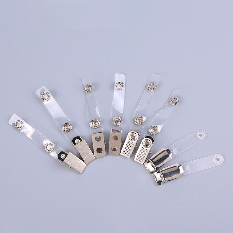 Wholesale Metal ID badge Clip Button Office Work Id Card Badge Holder U Clip PVC Strap 2 Two Holes Stainless Steel Clip