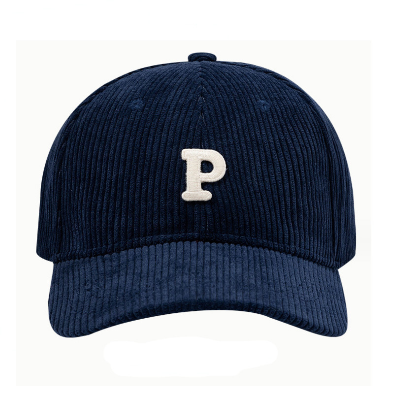 6 Panel Corduroy Sport Cap Hat Fashion Baseball Cap Letter P Logo Baseball Caps