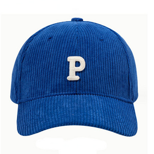 6 Panel Corduroy Sport Cap Hat Fashion Baseball Cap Letter P Logo Baseball Caps