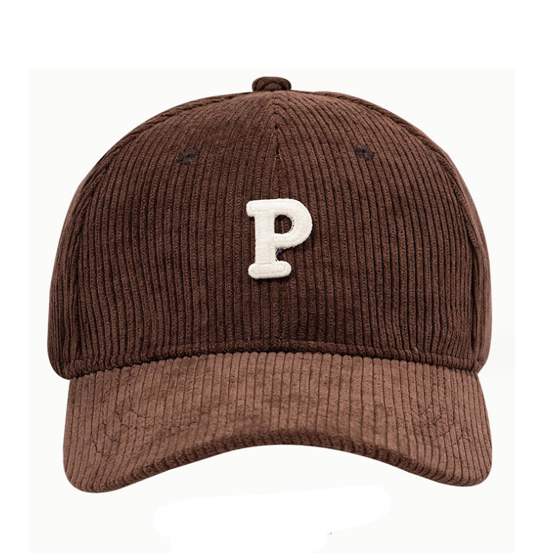 6 Panel Corduroy Sport Cap Hat Fashion Baseball Cap Letter P Logo Baseball Caps