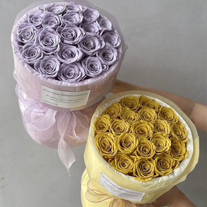 Wholesale Customized Logo Immortal rosas eternas Infinity Forever Real Rose Bouquet Dried Flower Preserved Bouquet For Festivals