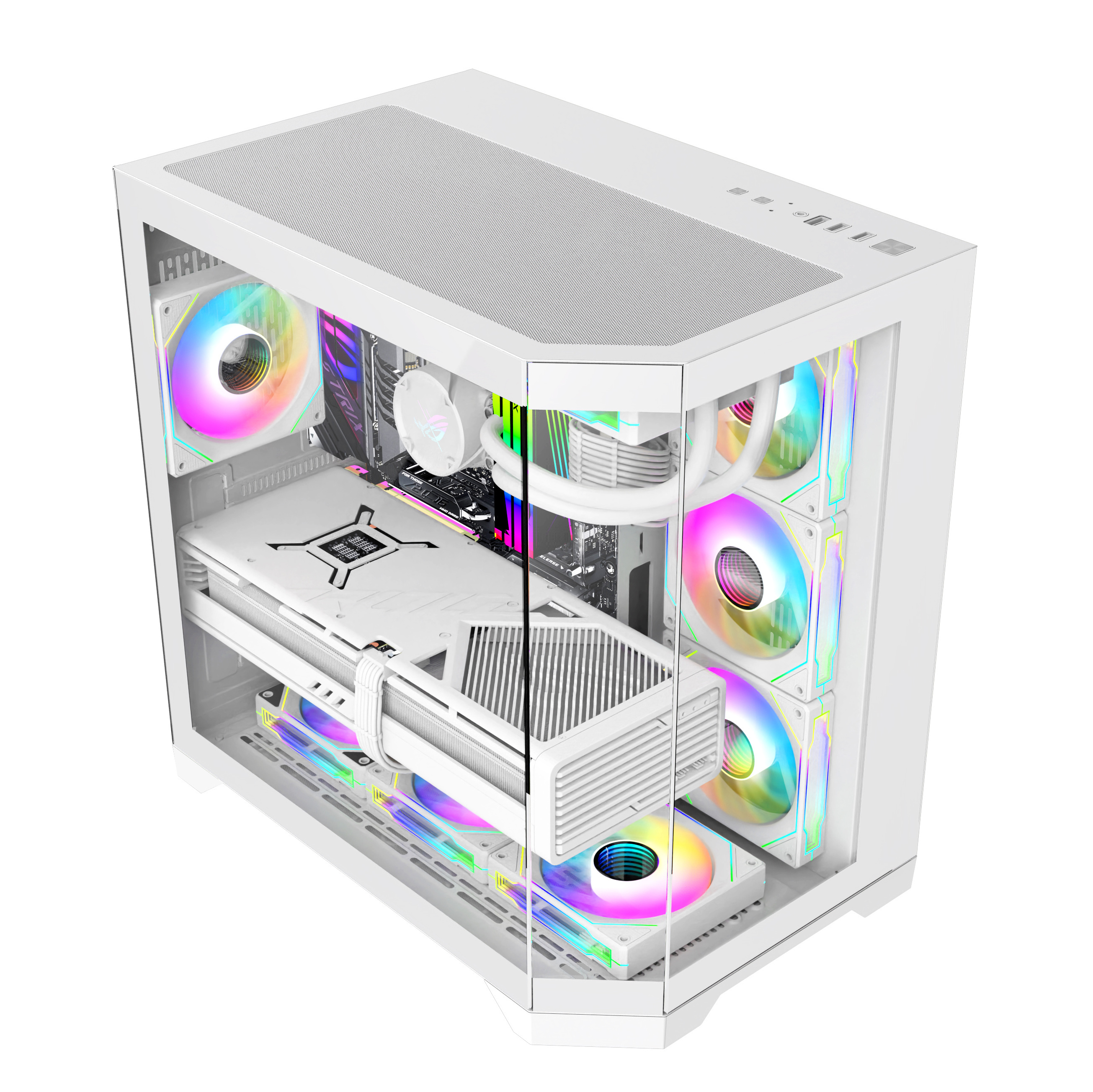 Mollyshine New Design Gaming Computer Case Customize Factory Price 3 Sides Tempered Glass Fish Tank Gamer PC Case ATX PC Cabinet