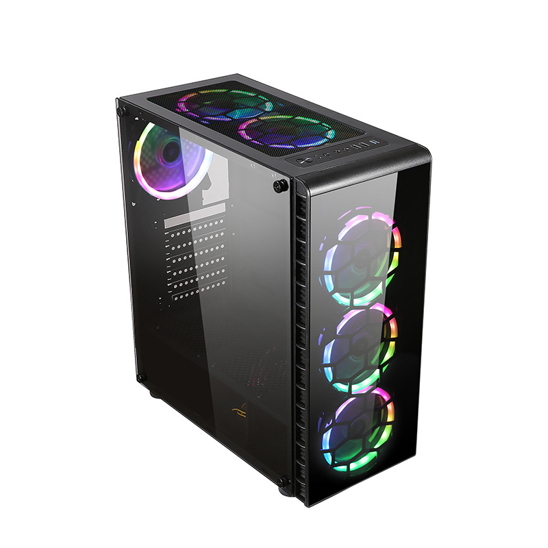 Cabinet Pc Case Gaming Computer Rgb Fans,factory Price Glass Desktop Stock Computer System Plastic Casing ATX Mid Tower CN;GUA