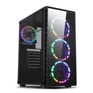 Cabinet Pc Case Gaming Computer Rgb Fans,factory Price Glass Desktop Stock Computer System Plastic Casing ATX Mid Tower CN;GUA