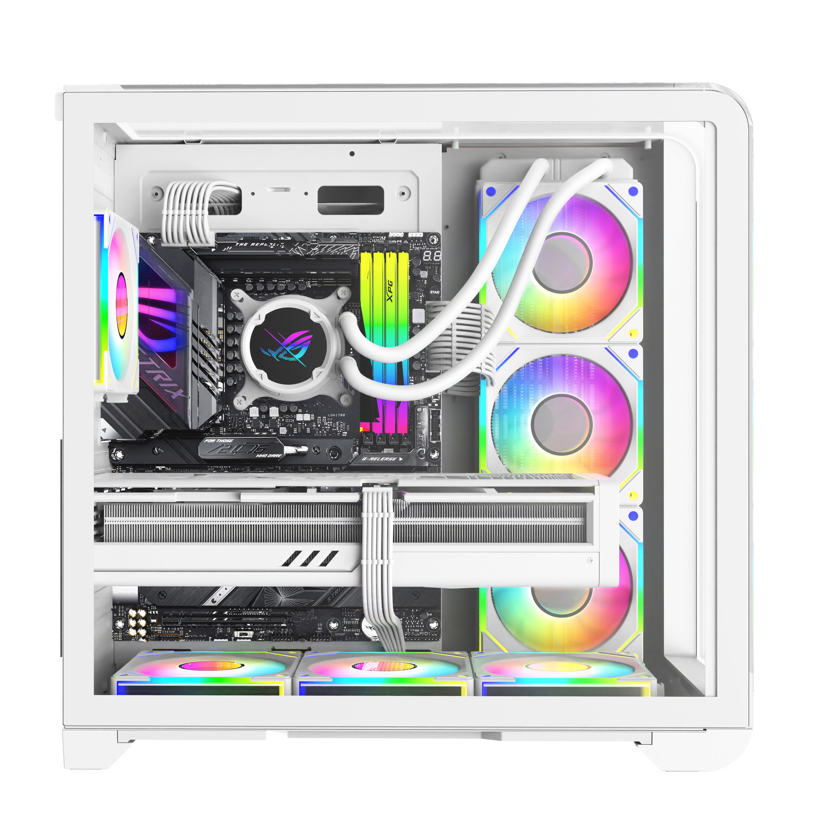 New High-end Gaming PC Case 270 Full Vision Curved Tempered Glass Top Panel ATX PC Gaming Case 240mm Liquid Cooler Computer Case