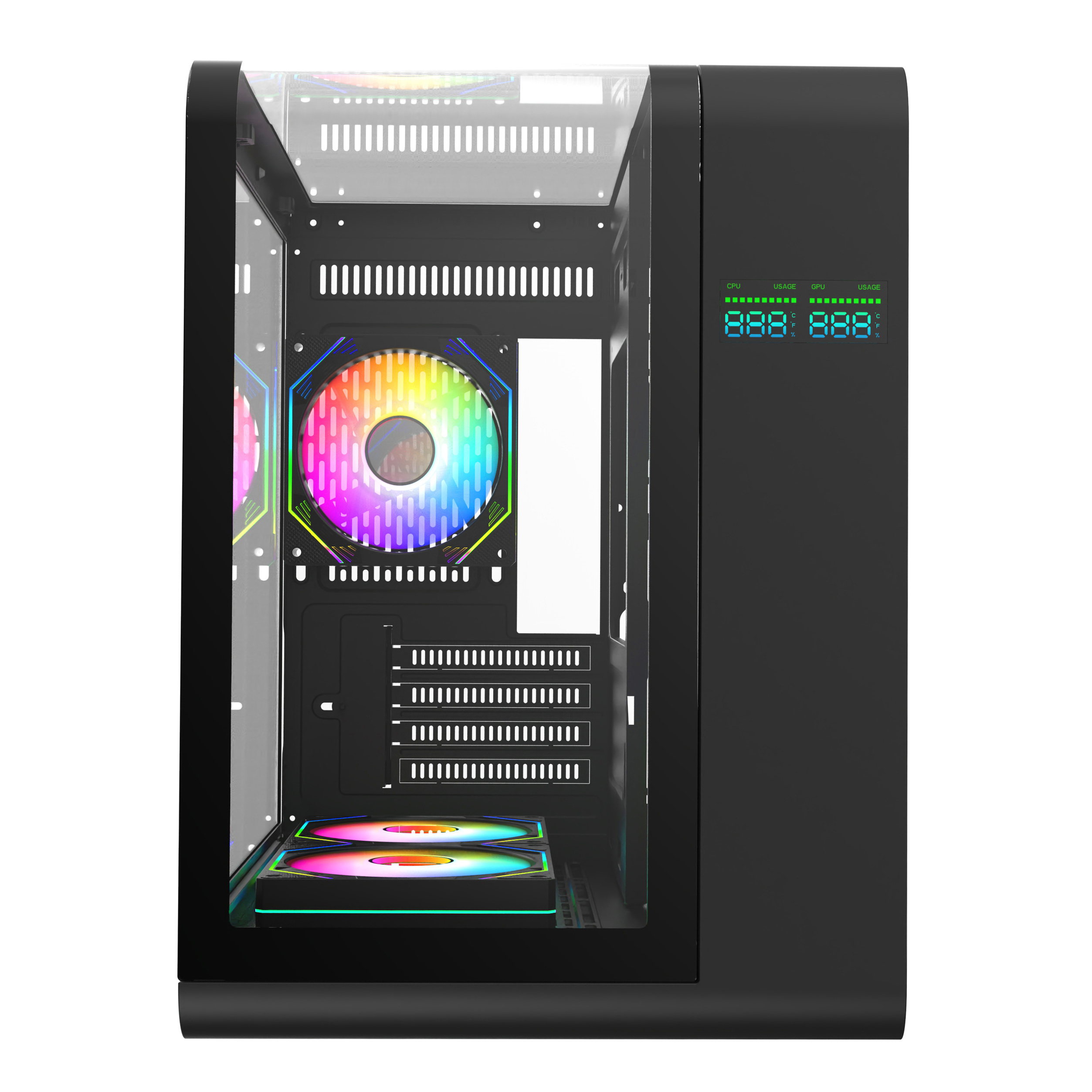 Top Curve Glass Panel PC Case MATX Gaming Computer Case Support Micro-ATX/ ITX Motherboard ARGB Fan 3060 GPU Desktop PC Chassis