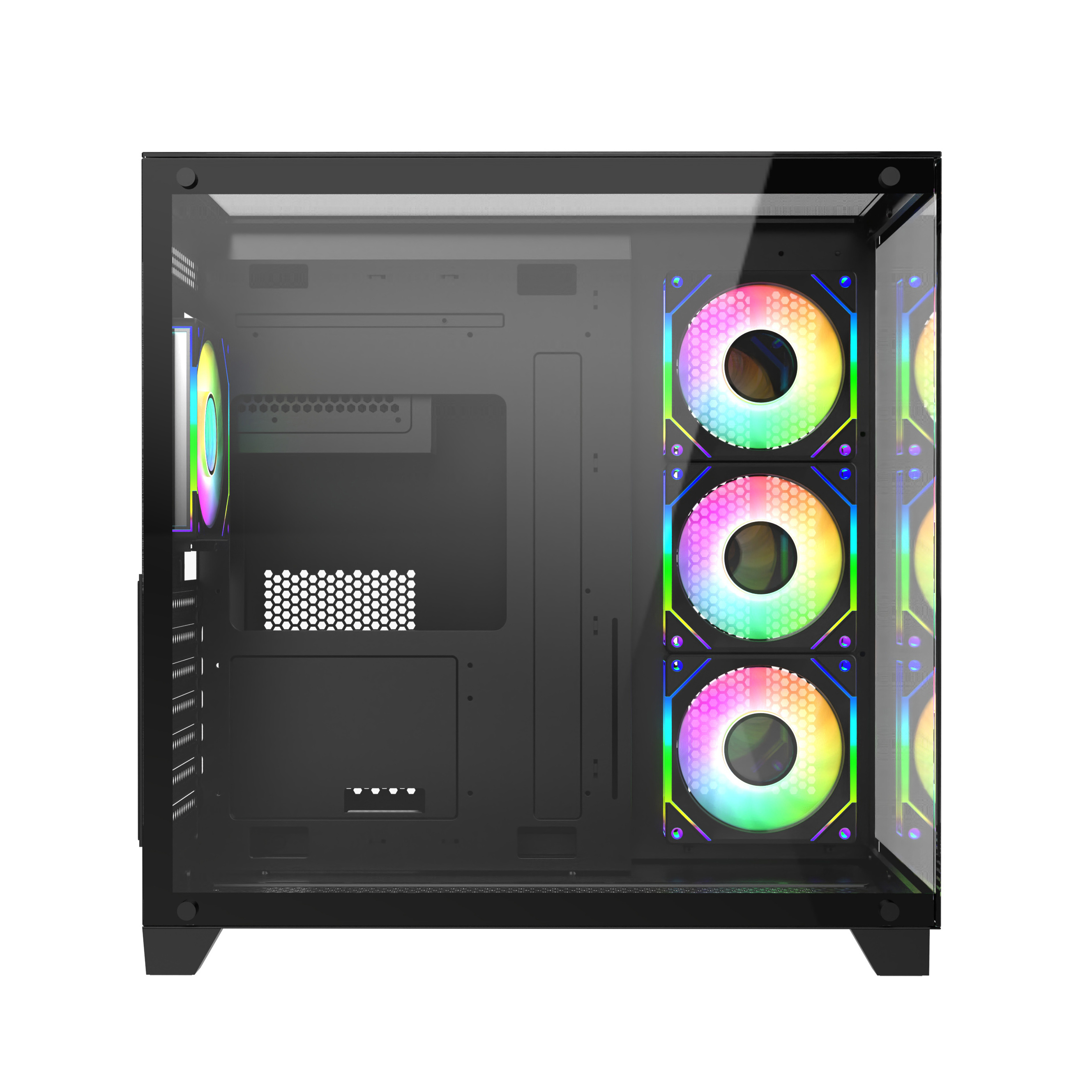 New Designs Gaming Computer Case 3 Sides Tempered Glass Panels Fashion PC Case Led RGB Fan Cpu Casing ATX Pc Cabinet Case