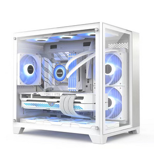 Small size Cabinet computer case ATX case computer square pc gaming full tempered Glass PC case